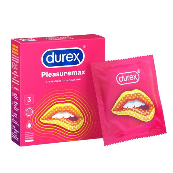 Презервативы Durex Pleasuremax №3 с ребрами и пупырыш.