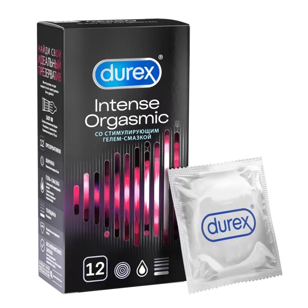 Презервативы Durex Intense Orgasmic №12 рельеф. со стимул. гелем смазкой