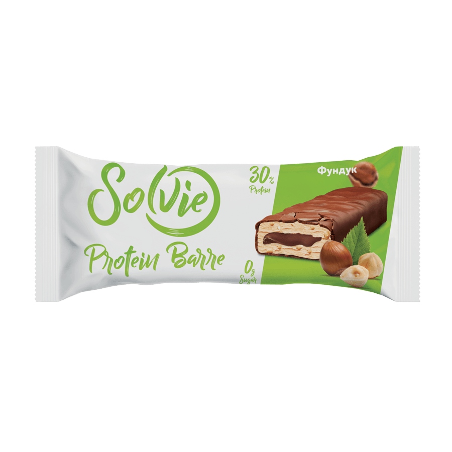 Solvie Protein Barre батончик глазированный без сахара фундук 30г