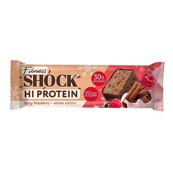 FitnesShock Hi Protein батончик протеиновый глазированный без сахара пряная малина 40г