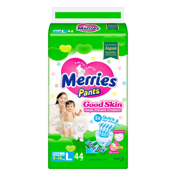 Подгузники трусики Merries Good skin L 9-14кг №44