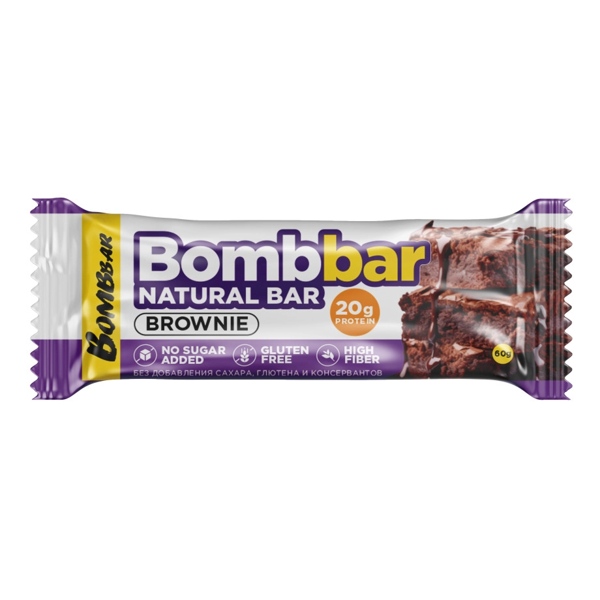 Bombbar Natural Bar батончик протеиновый неглазированный без сахара брауни 60г