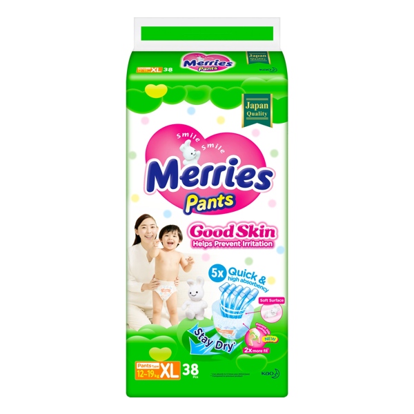 Подгузники трусики Merries Good skin XL 12-19кг №38