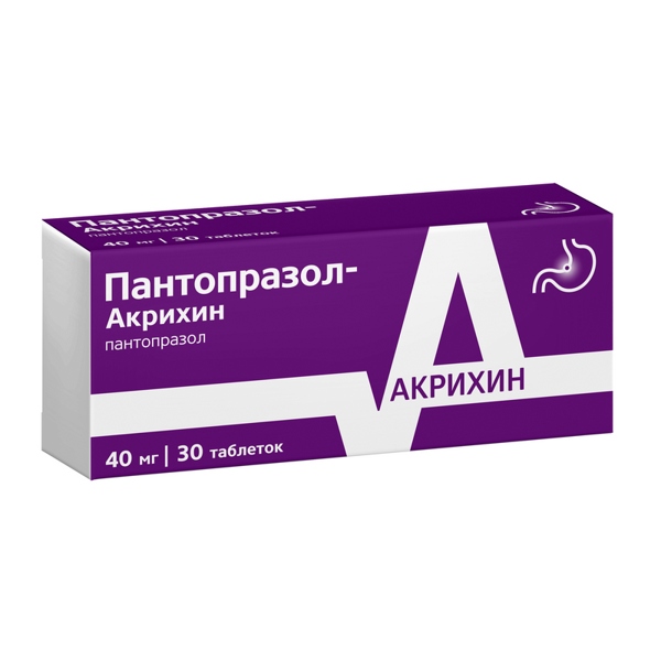 Пантопразол Акрихин таб. п/пл/о кш/раст. 40мг №30