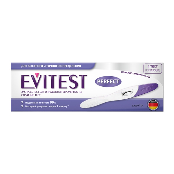 Тест для определения беременности EVITEST Perfect струйный №1