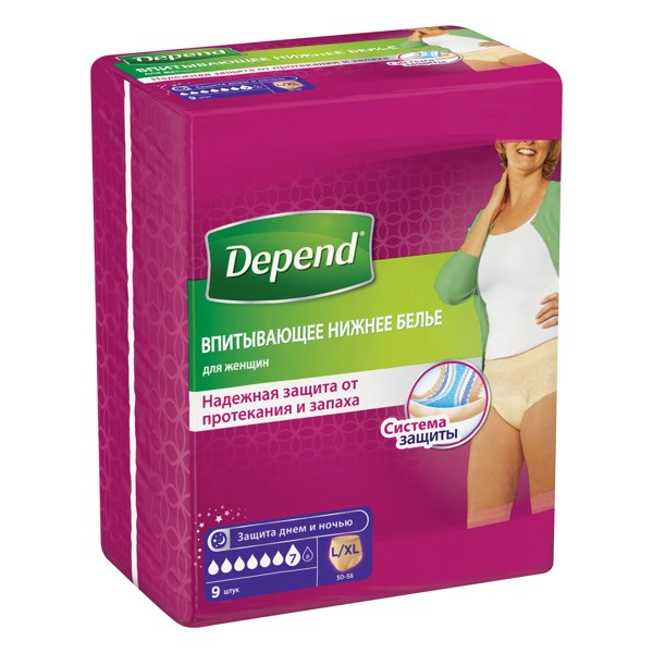 Трусы для взрослых Depend впитывающие для женщин р.L/XL (50-56) №9