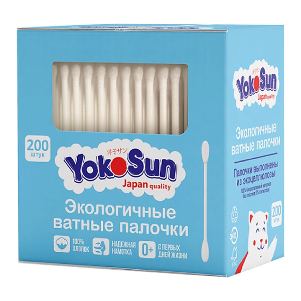 Ватные палочки YokoSun экологичные №200