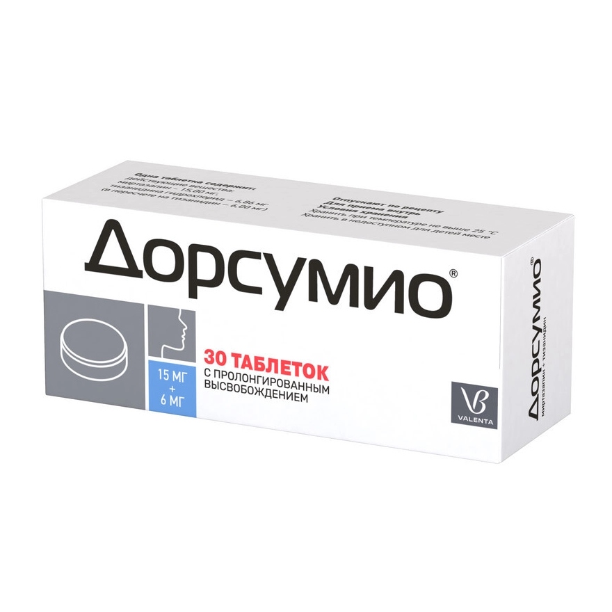 Дорсумио таблетки с пролонгированным высвобождением 15мг+6мг №30