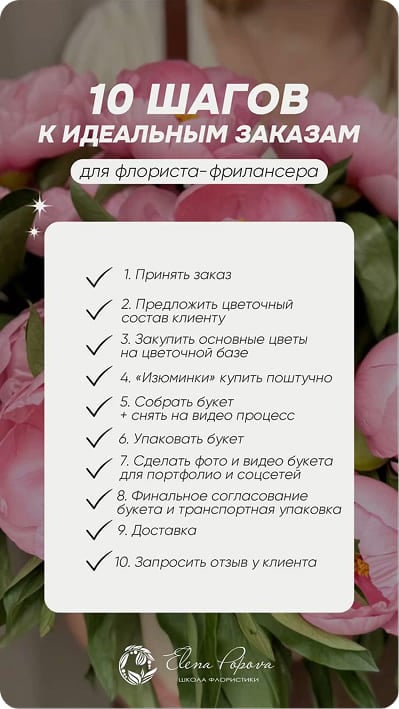 Чек-лист для флориста-фрилансера. 10 шагов 