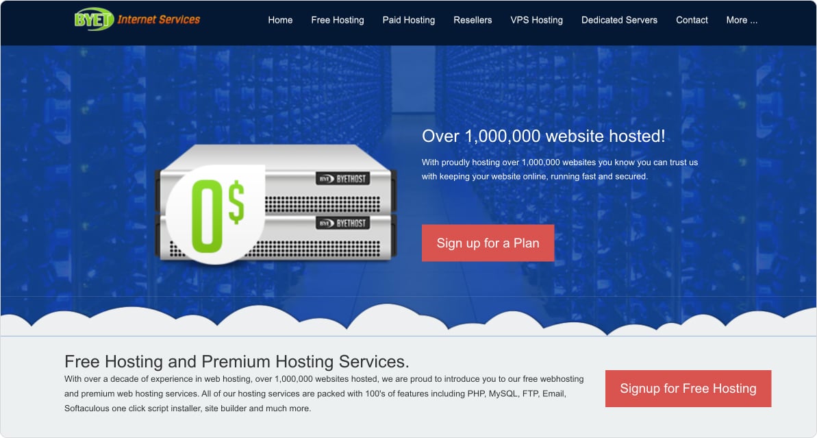 Бесплатный хостинг Byet. США