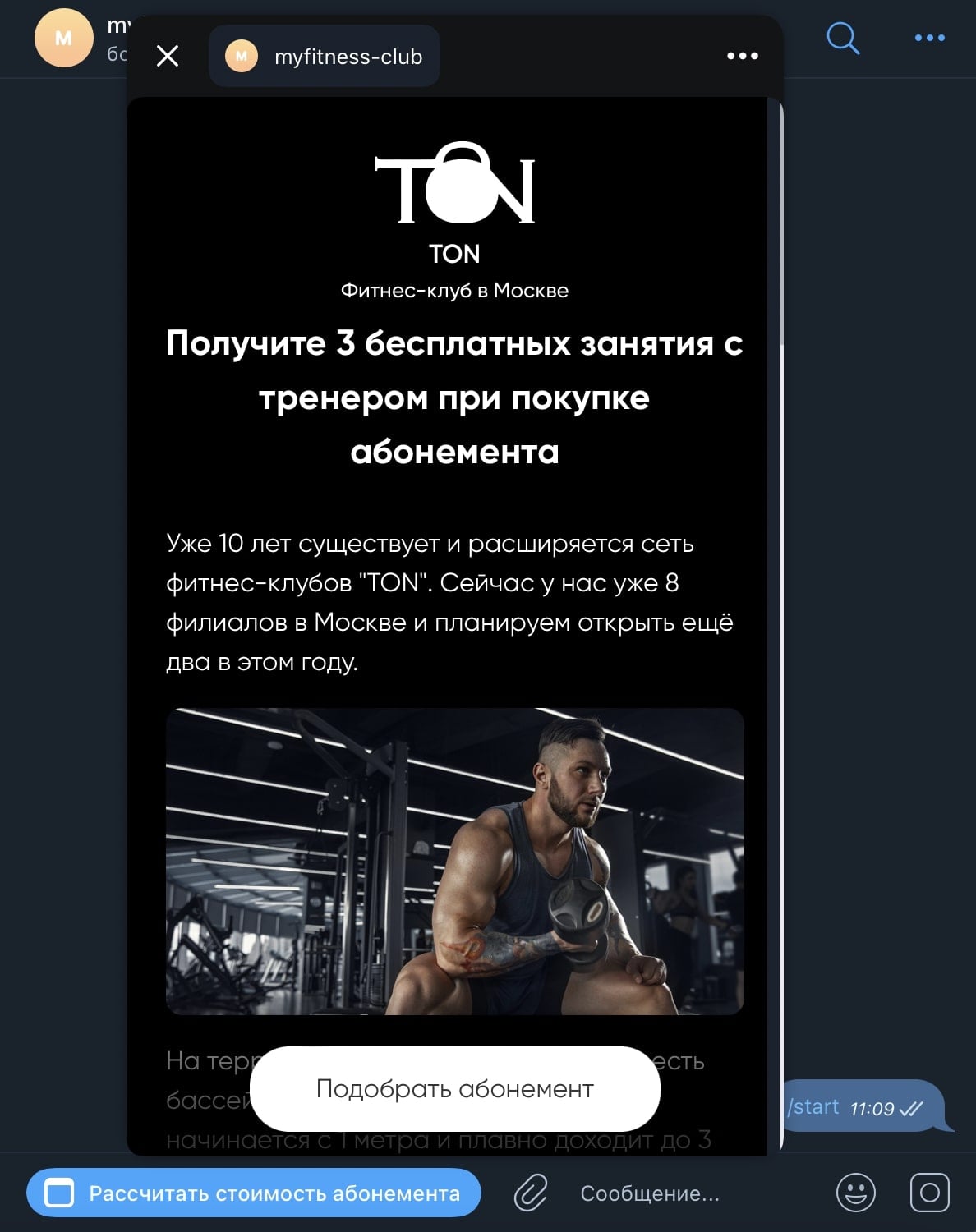 Лендинг без выхода из Телеграма