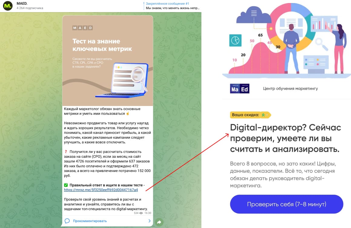 Тест в мессенджере