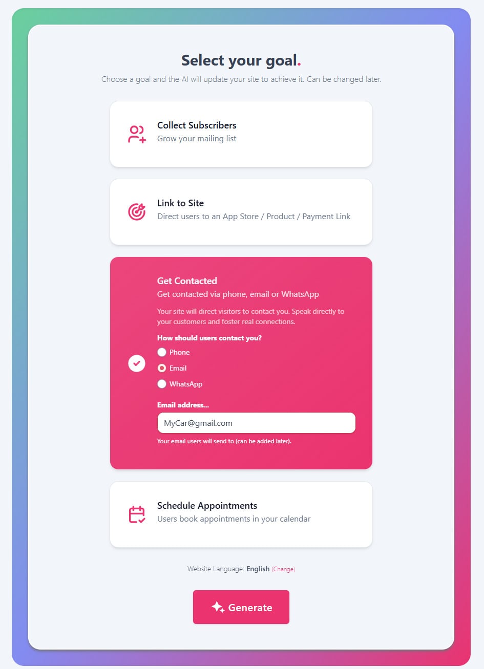 Примеры целей для создания сайта