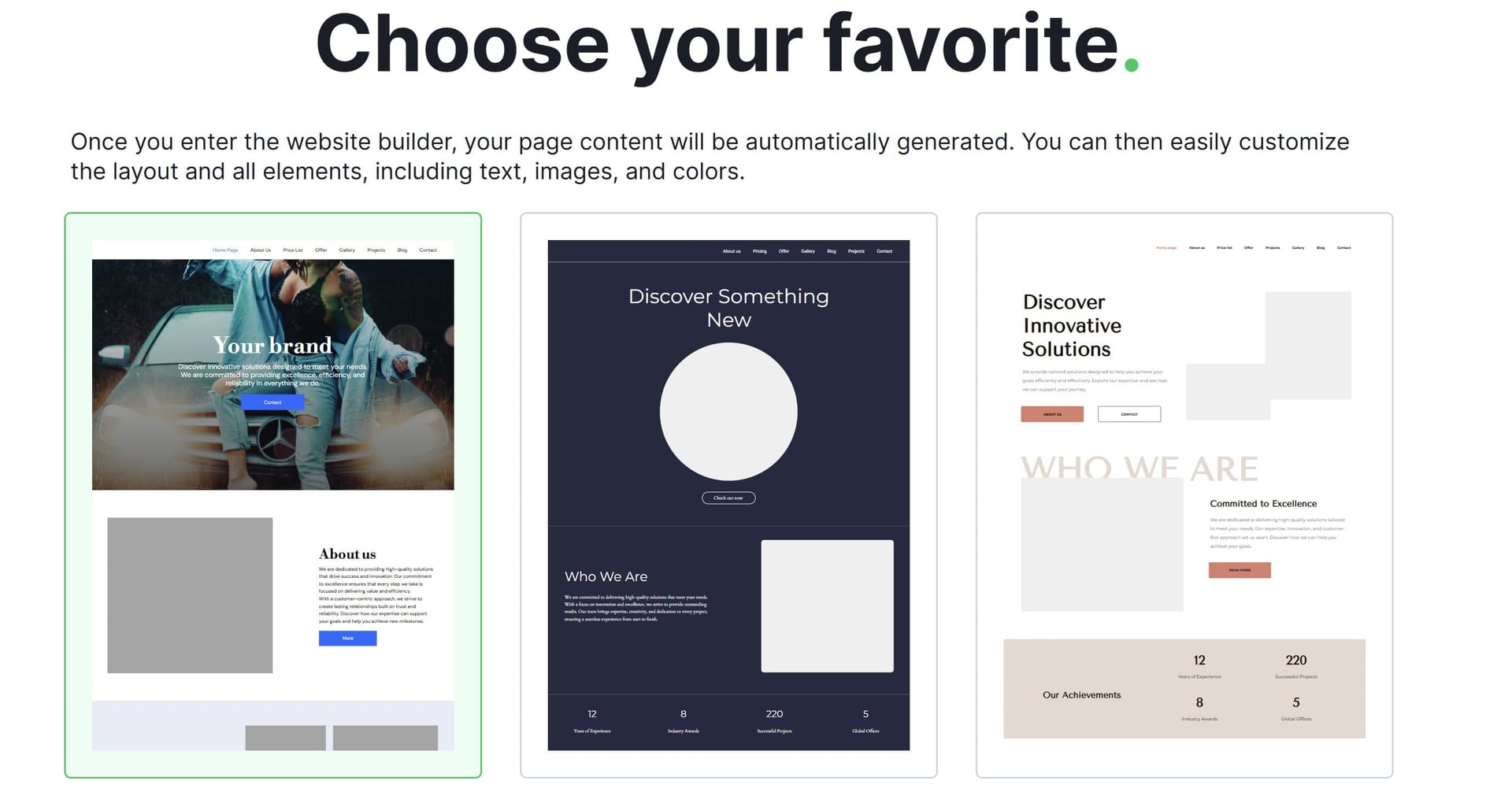 три стиля сайта на webwave