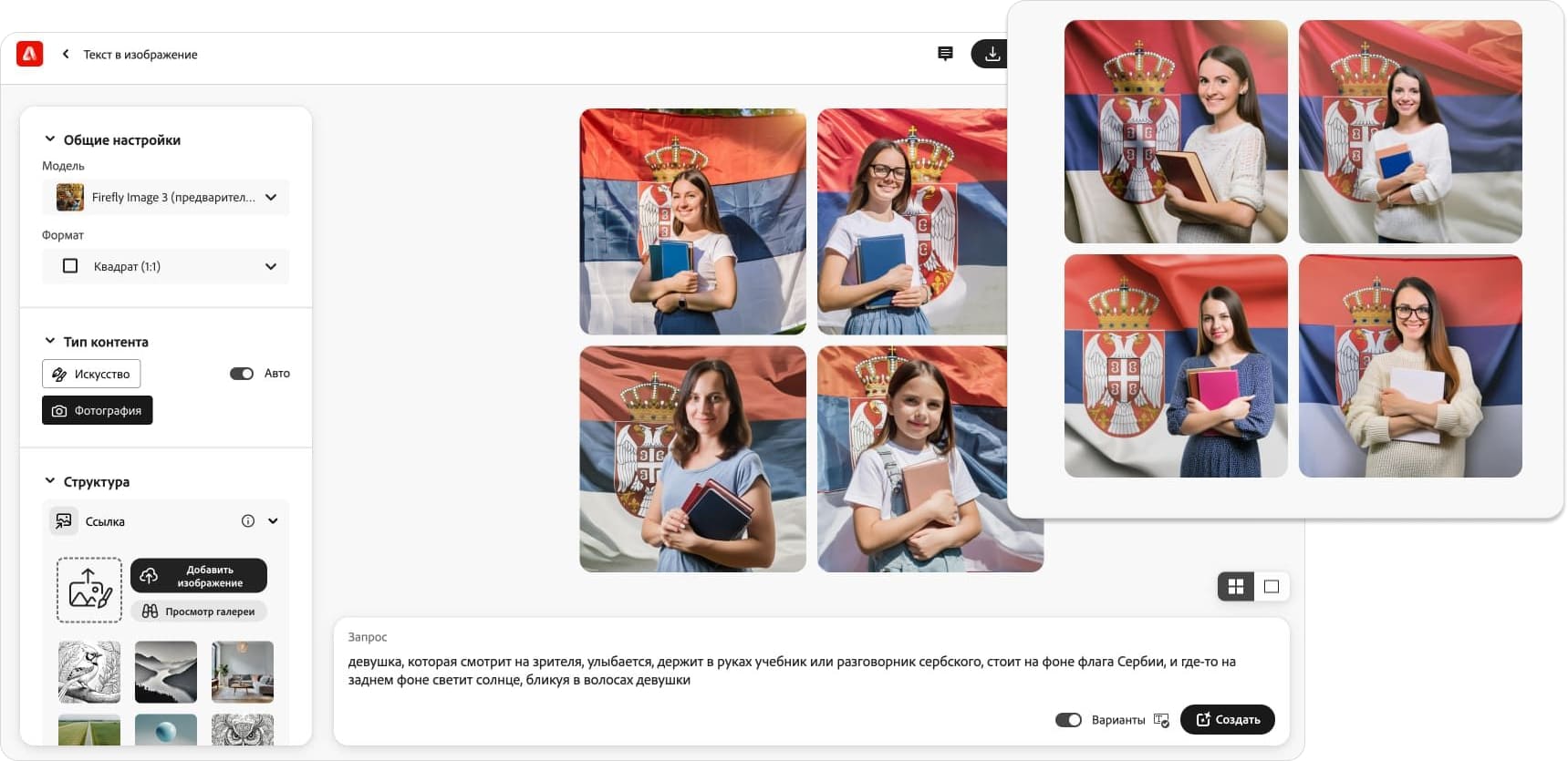 Генерация изображений в Firefly