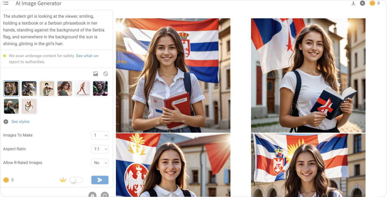 Варианты генераций по одному промпту