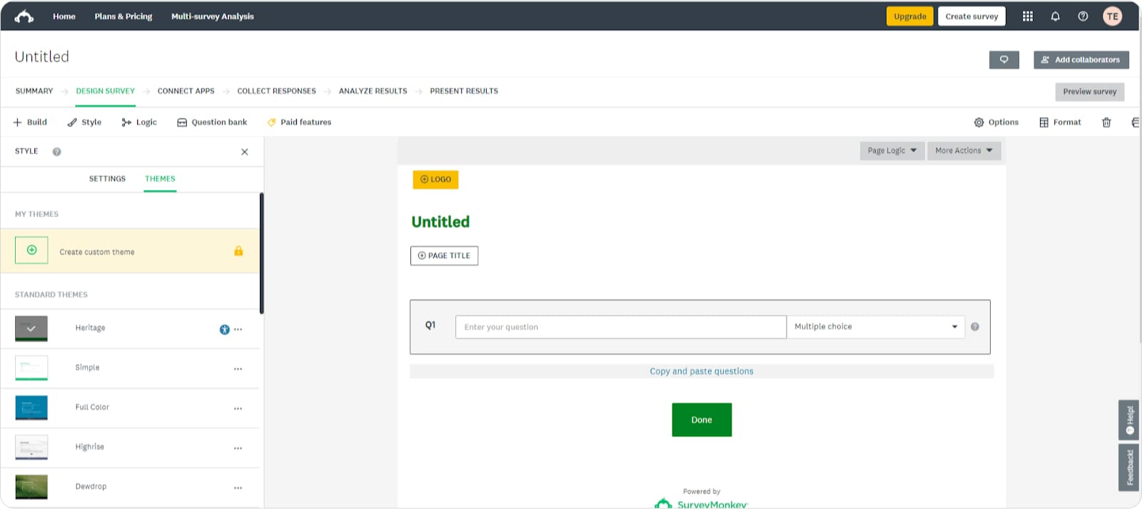 Конструктор опросов SurveyMonkey