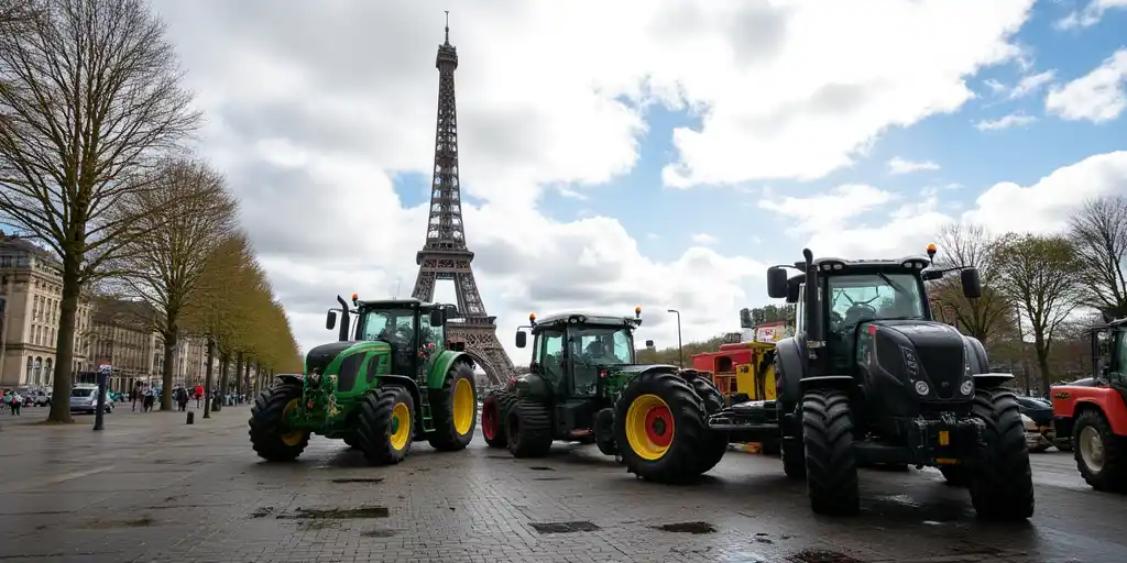 Французские фермеры едут на тракторах в Париж против торговой сделки ЕС