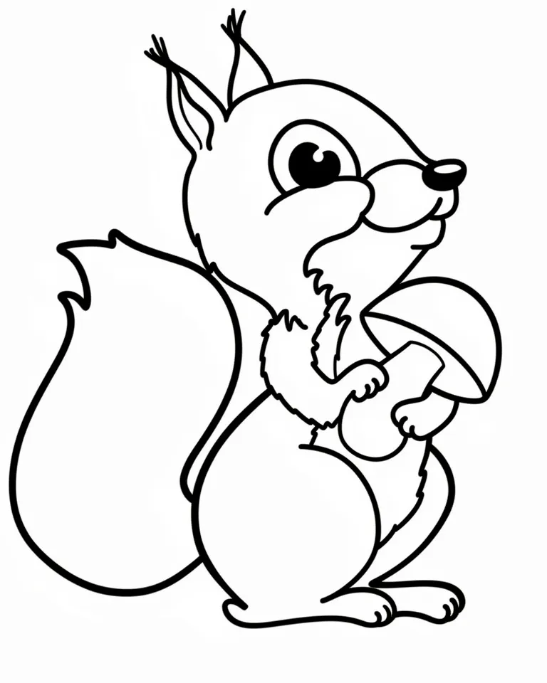 Белка держит грибочек