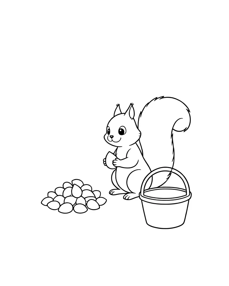 Белочка собрала орехи