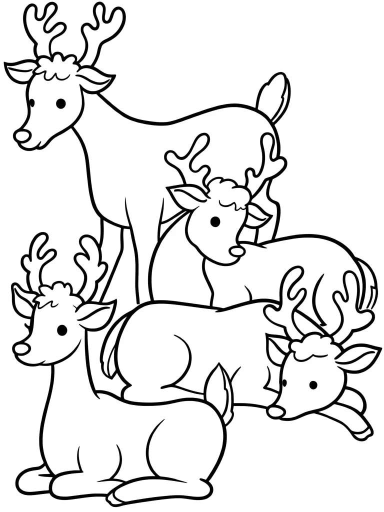 Четыре оленёнка отдыхают