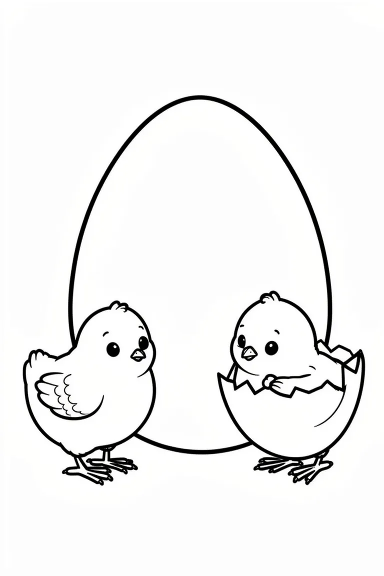 Цыплята и пасхальное яйцо
