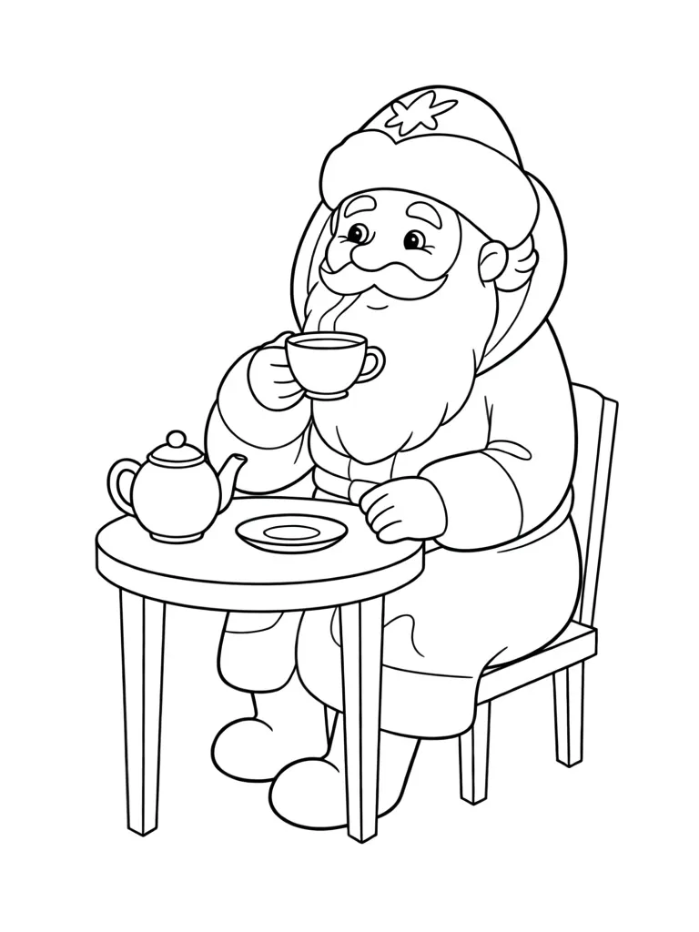 Дед мороз пьет чай