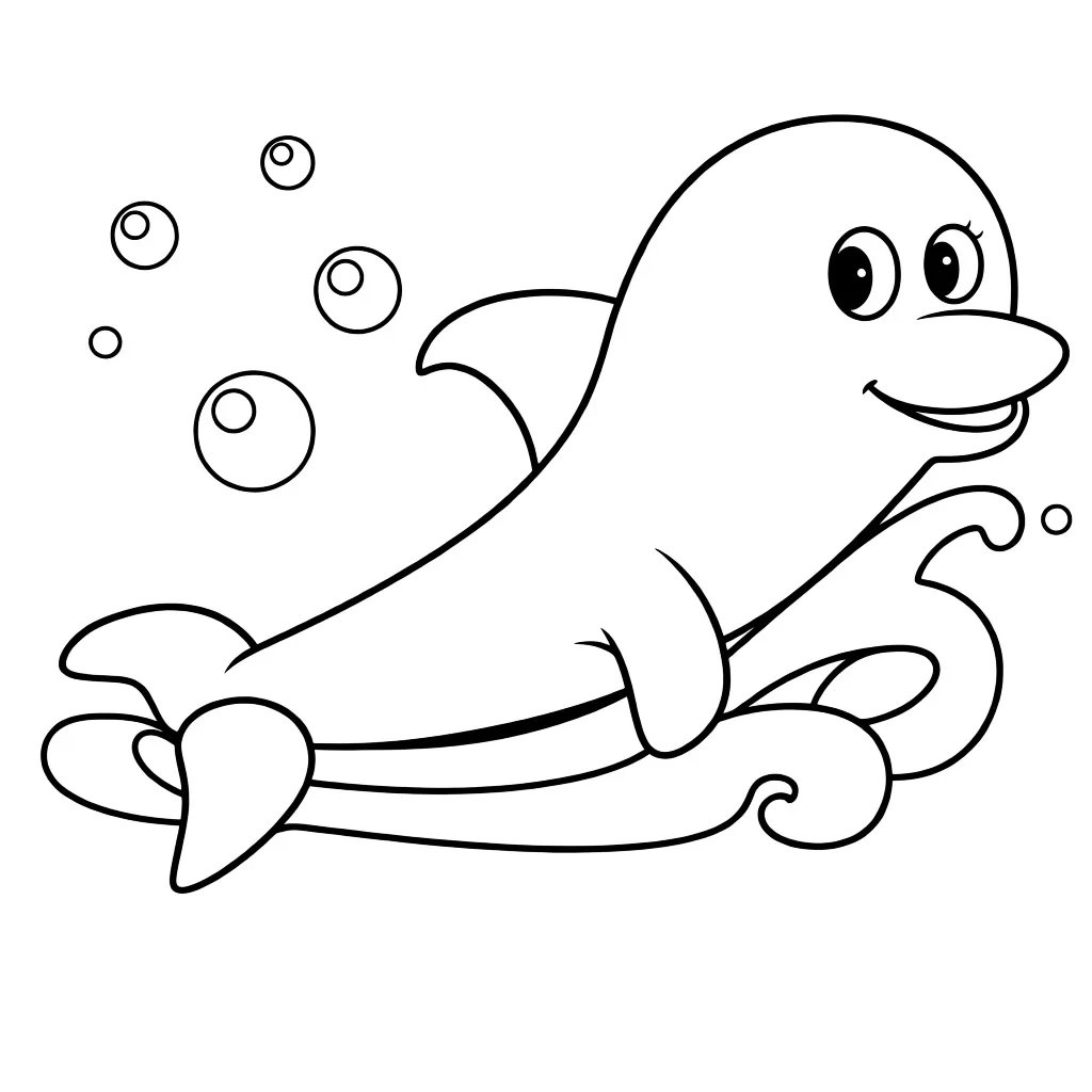 Дельфин плывет на волне