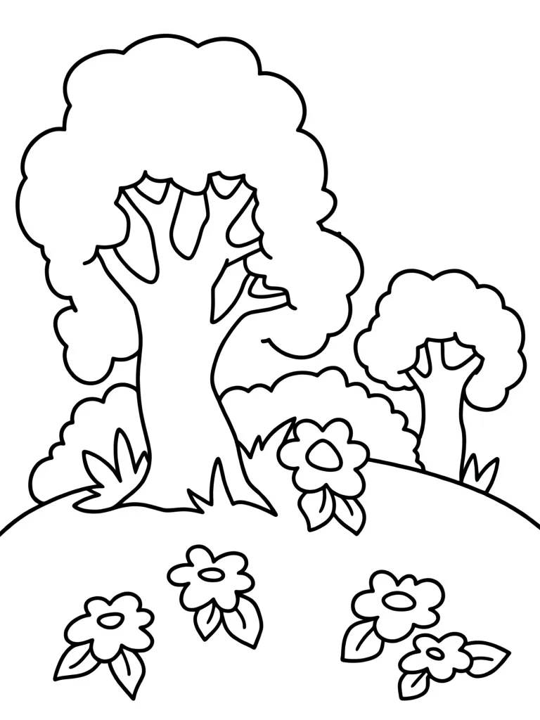 Дерево на цветочном лугу