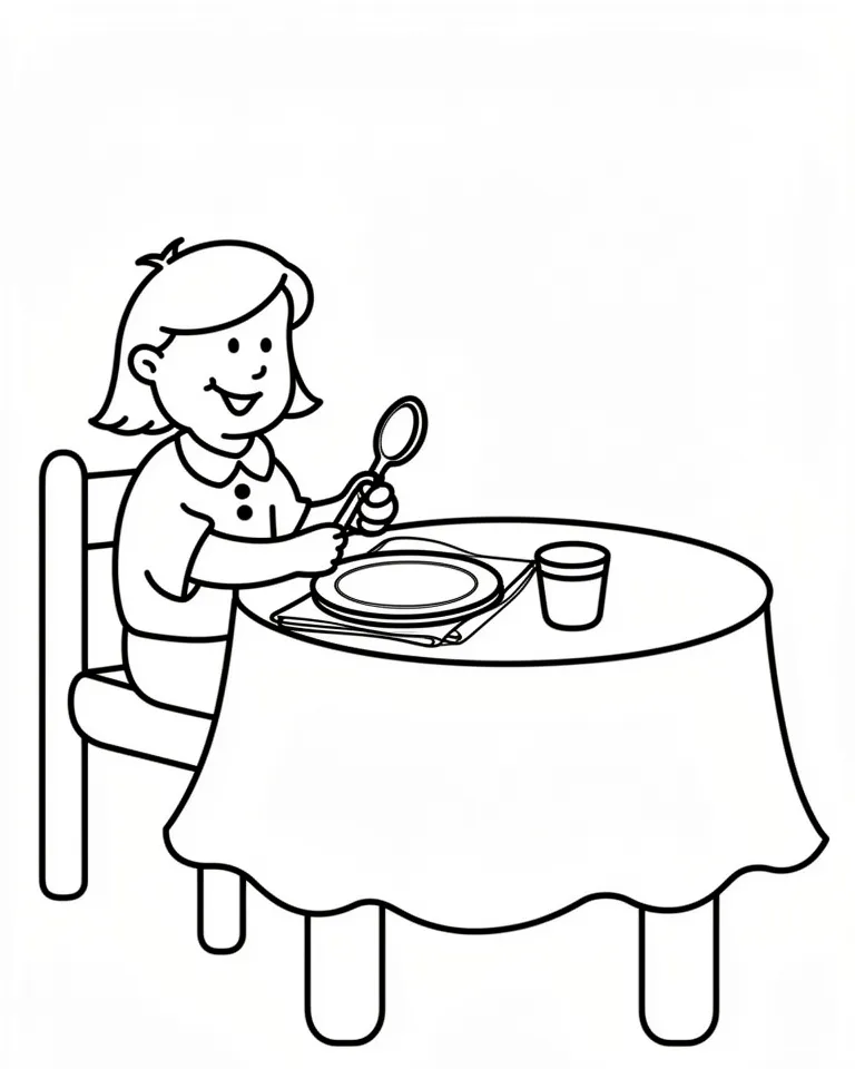 Девочка готовится к обеду