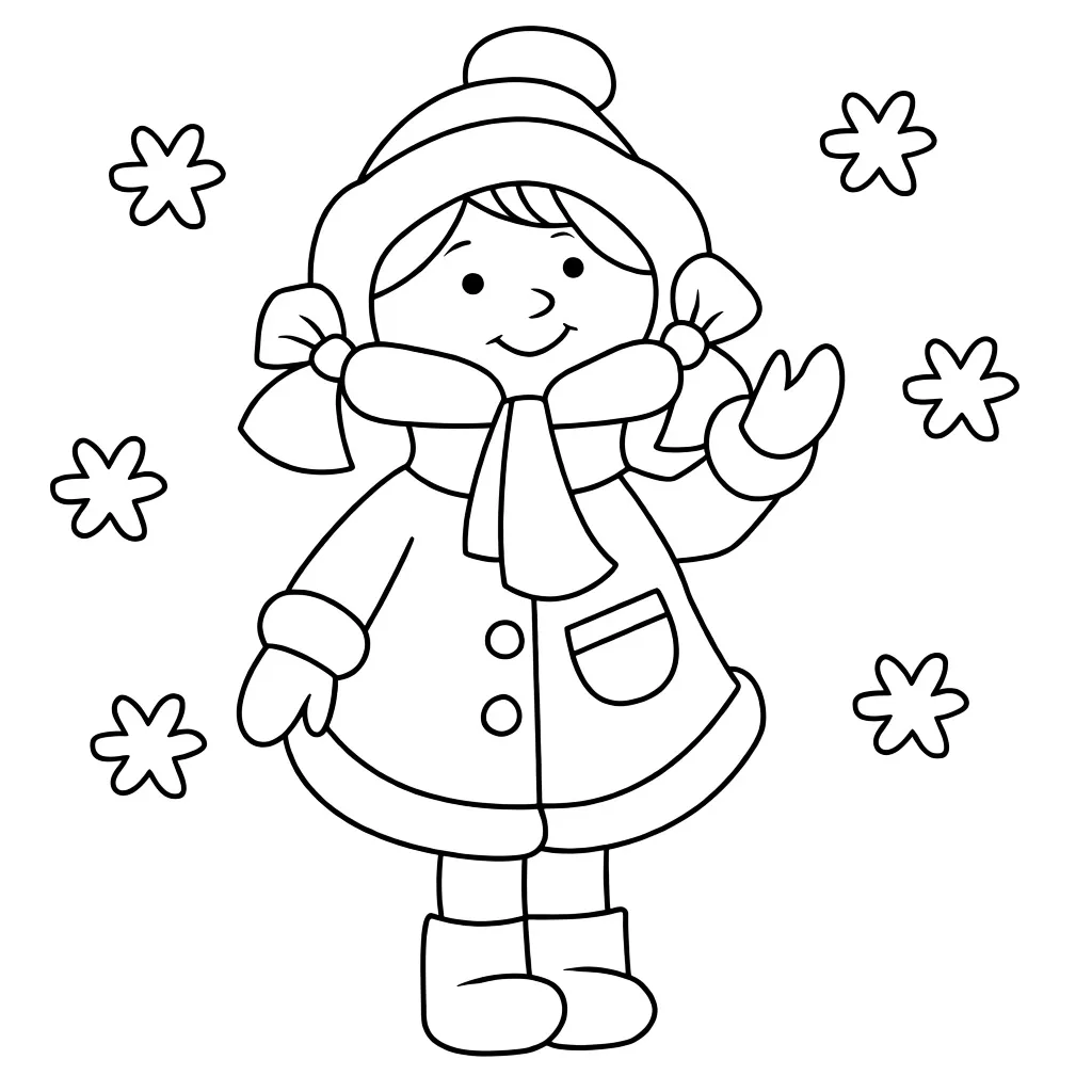 Девочка и снежинки