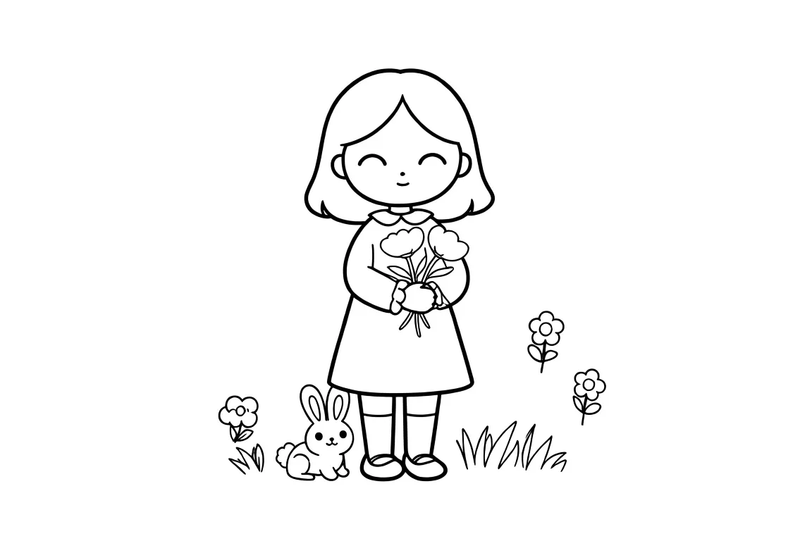 Девочка на весеннем лугу