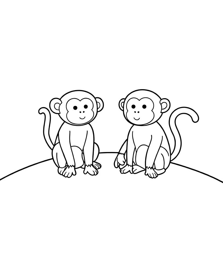 Две обезьянки на лужайке