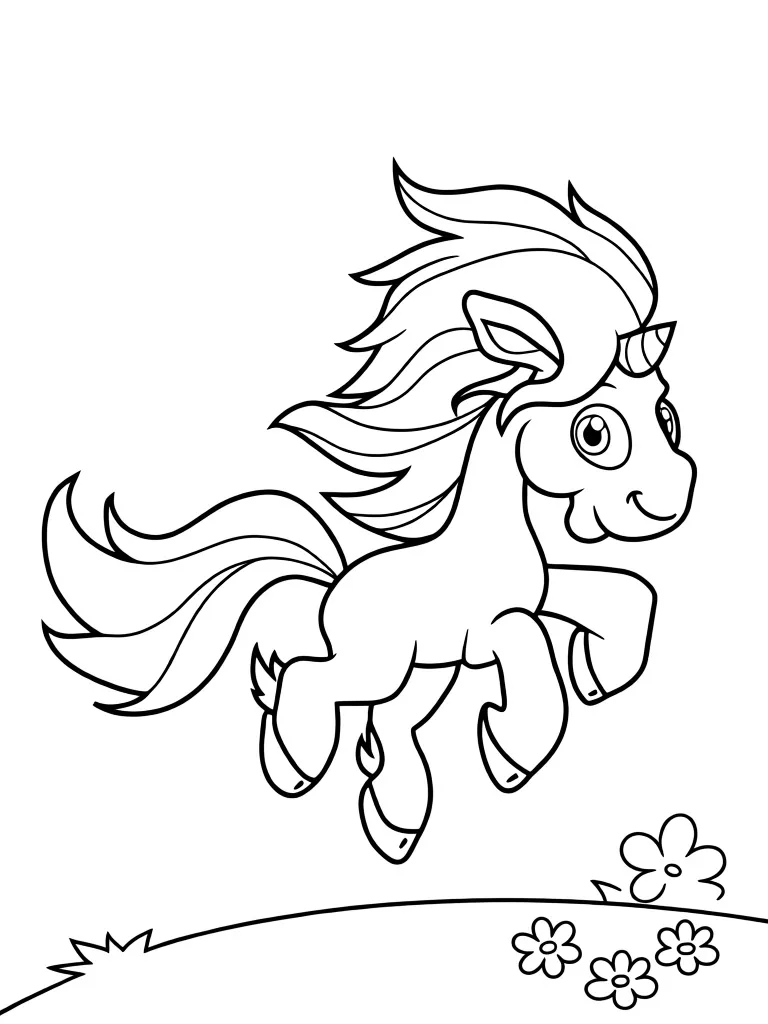 Единорог скачет по лугу