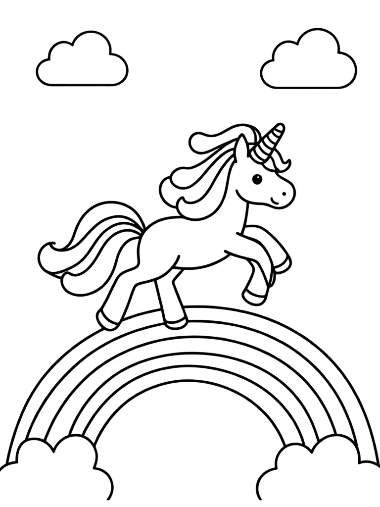 Единорожка бежит по радуге