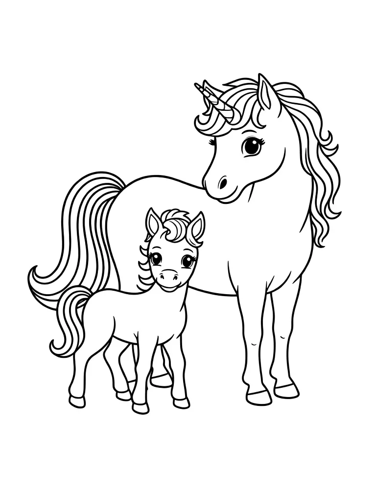 Единорожка мама и ребенок