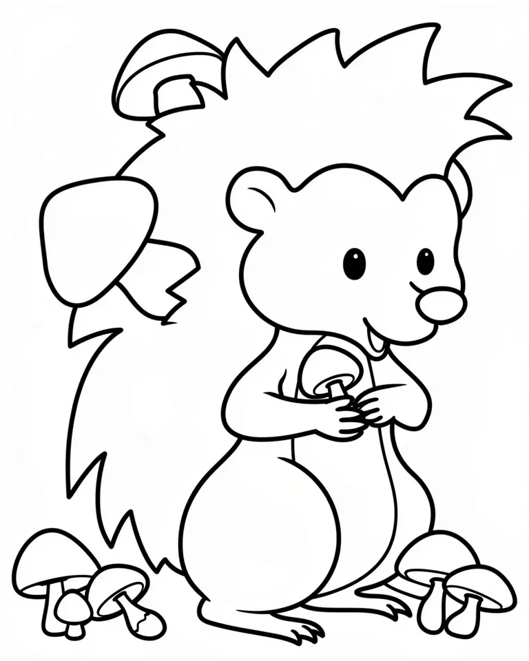 Ежик нашел грибы