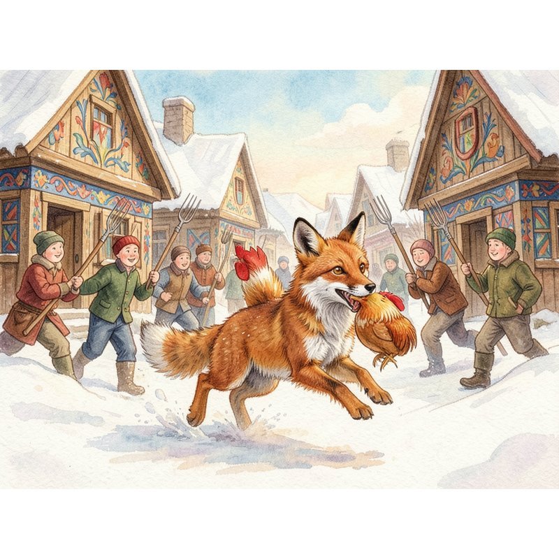 Лисица и петух