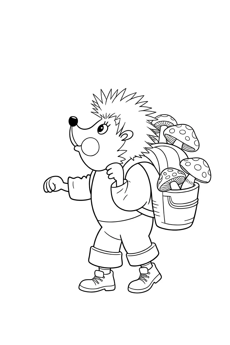 Ёжик набрал грибов