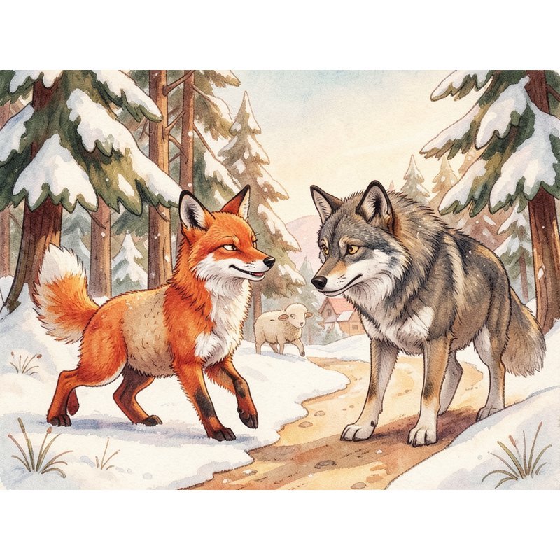 Как лиса с овцой волка наказали