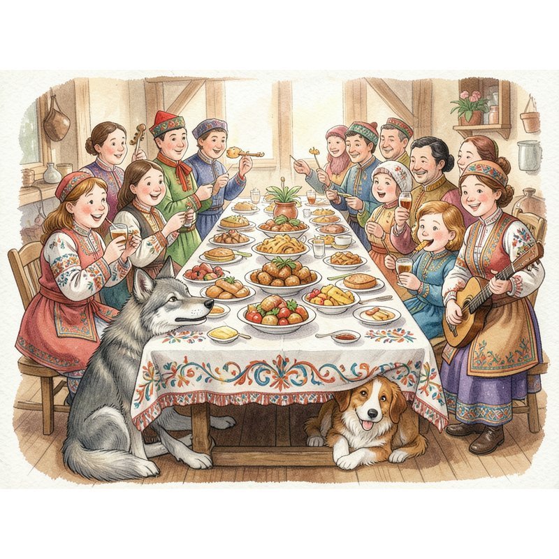 Как собака и волк на свадьбе у людей побывали