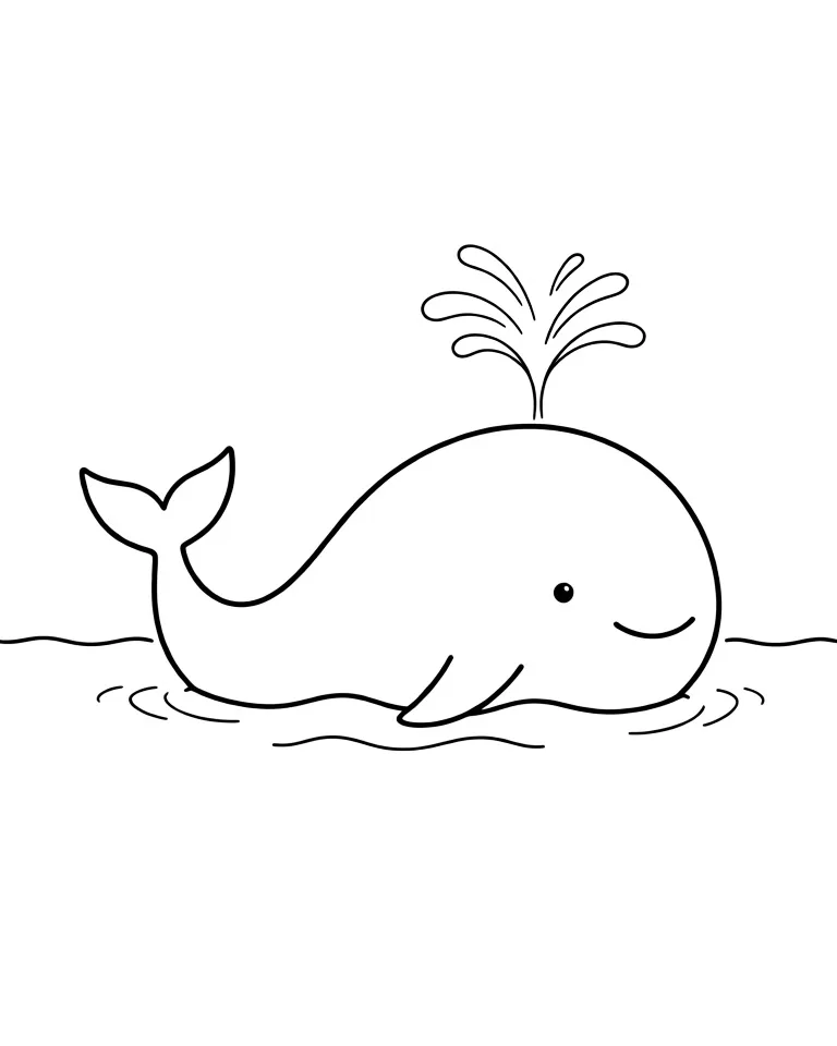 Кит плавает в море