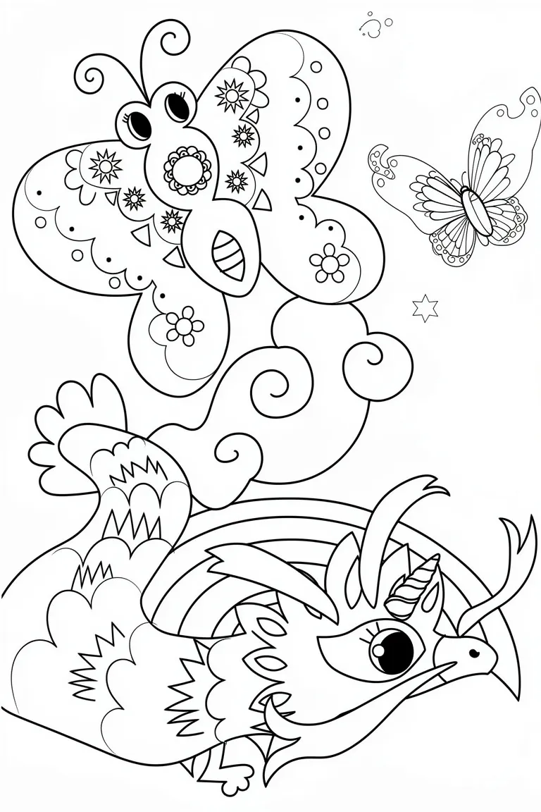 Китайский дракон и бабочка