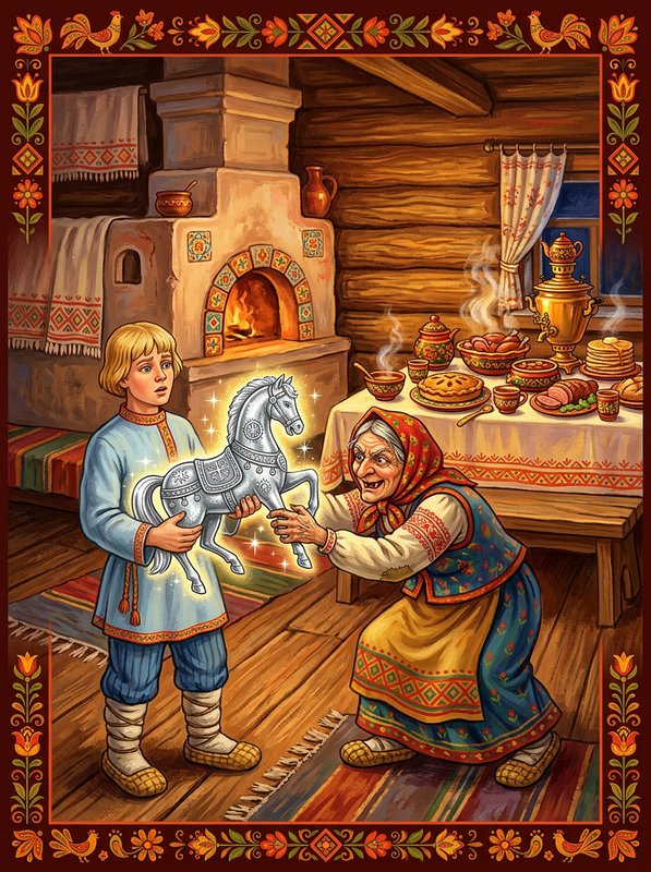 Конь, скатерть и рожок