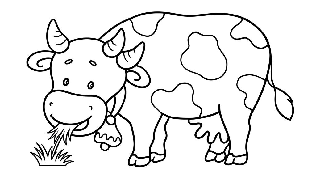 Корова кушает травку