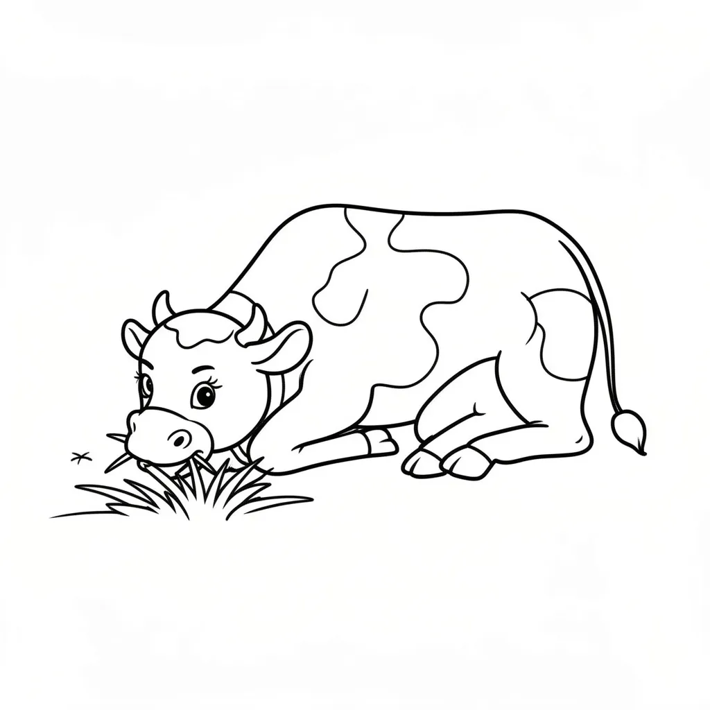 Корова жует травку