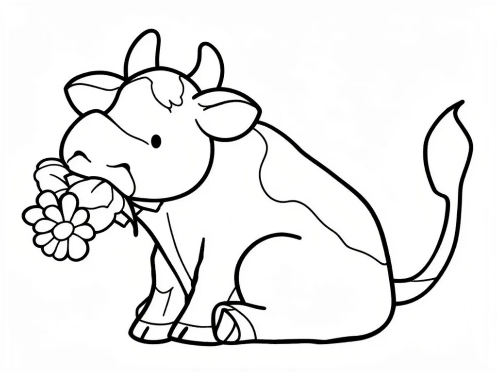 Коровка ест цветочек