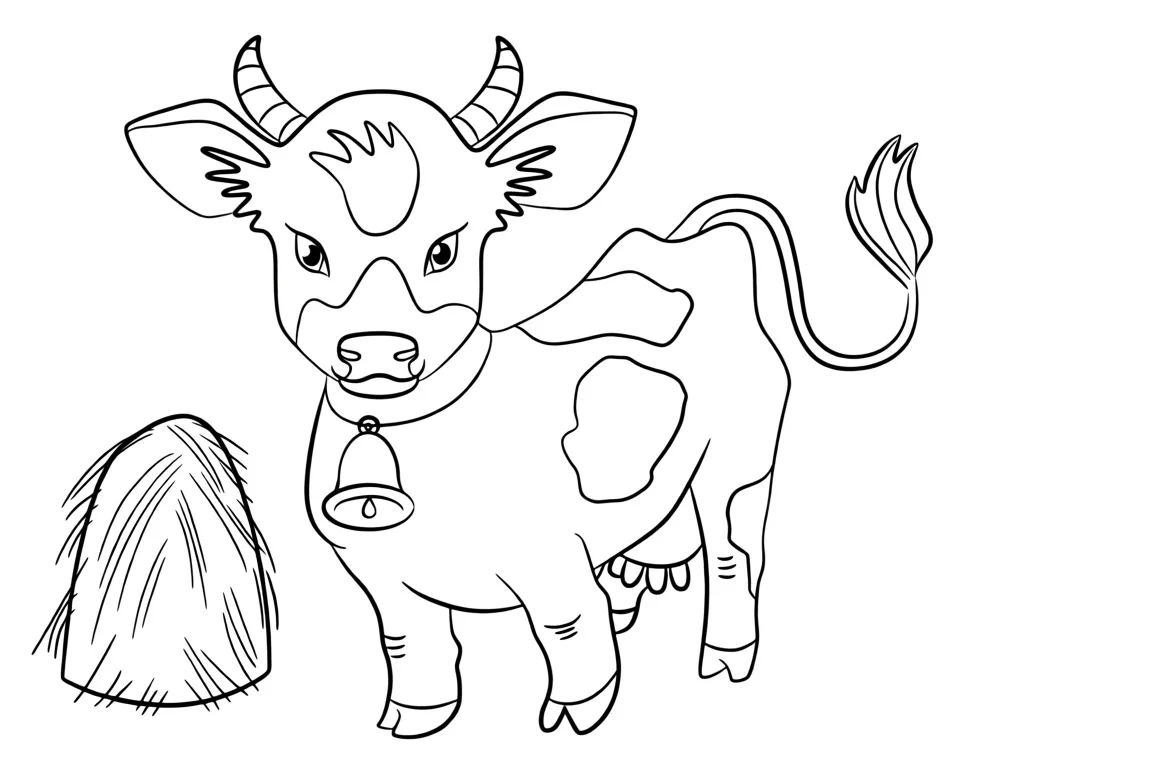 Коровка и стог сена