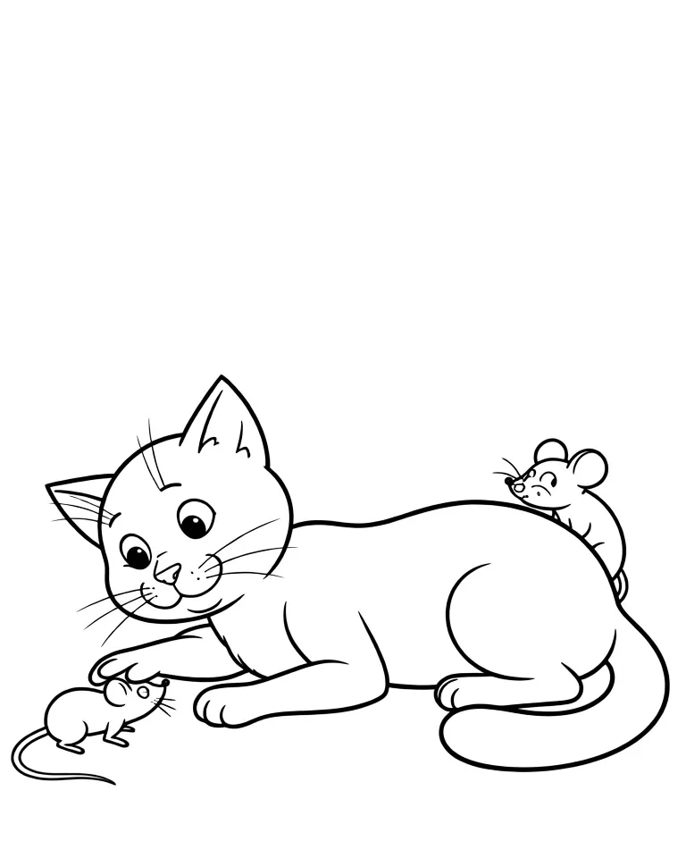 Кошка и маленькая мышка
