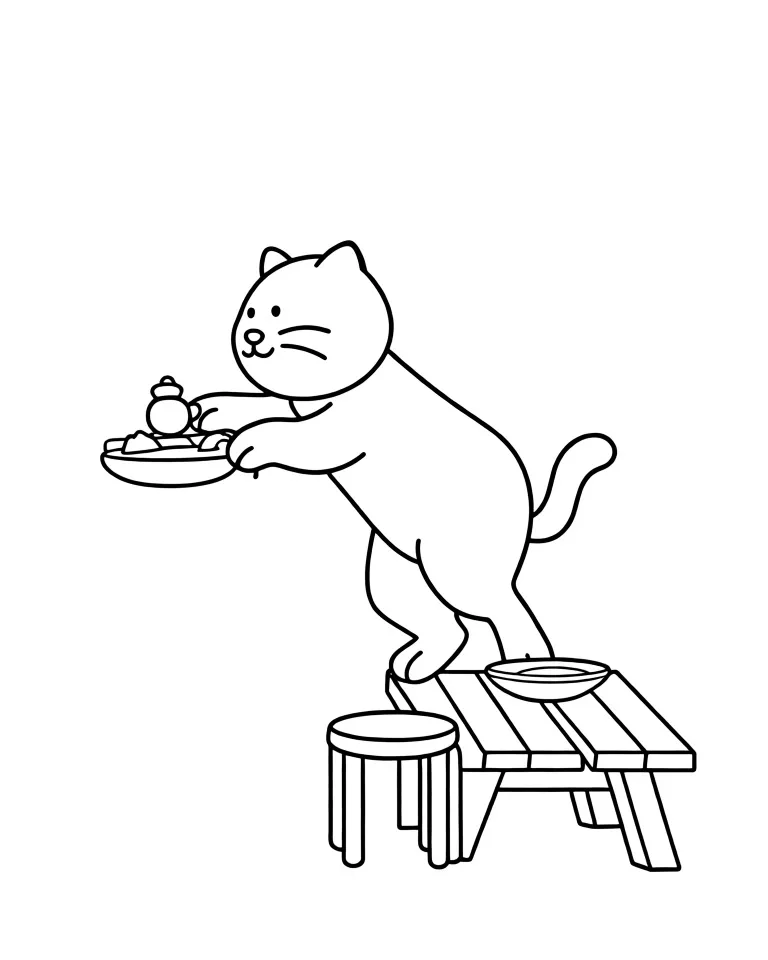 Кошка залезла на стол